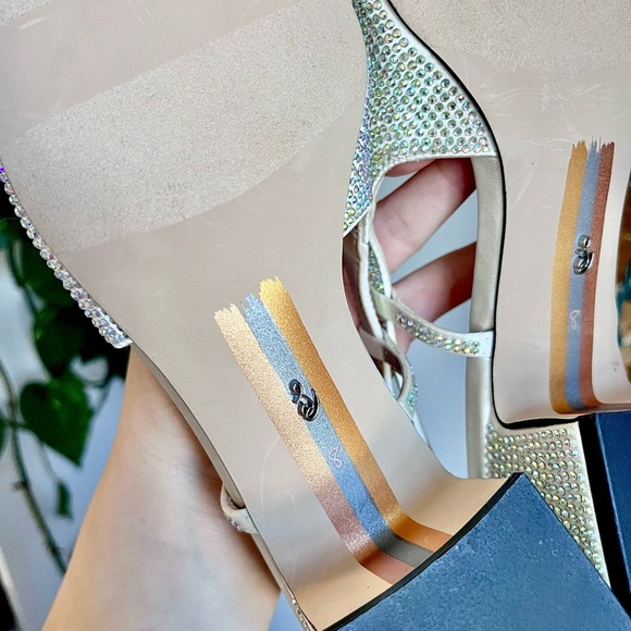 Sam Edelman Tarra Glitz Slip-On Slingback Pumps Crystal Embellishment - Picture 7 of 13